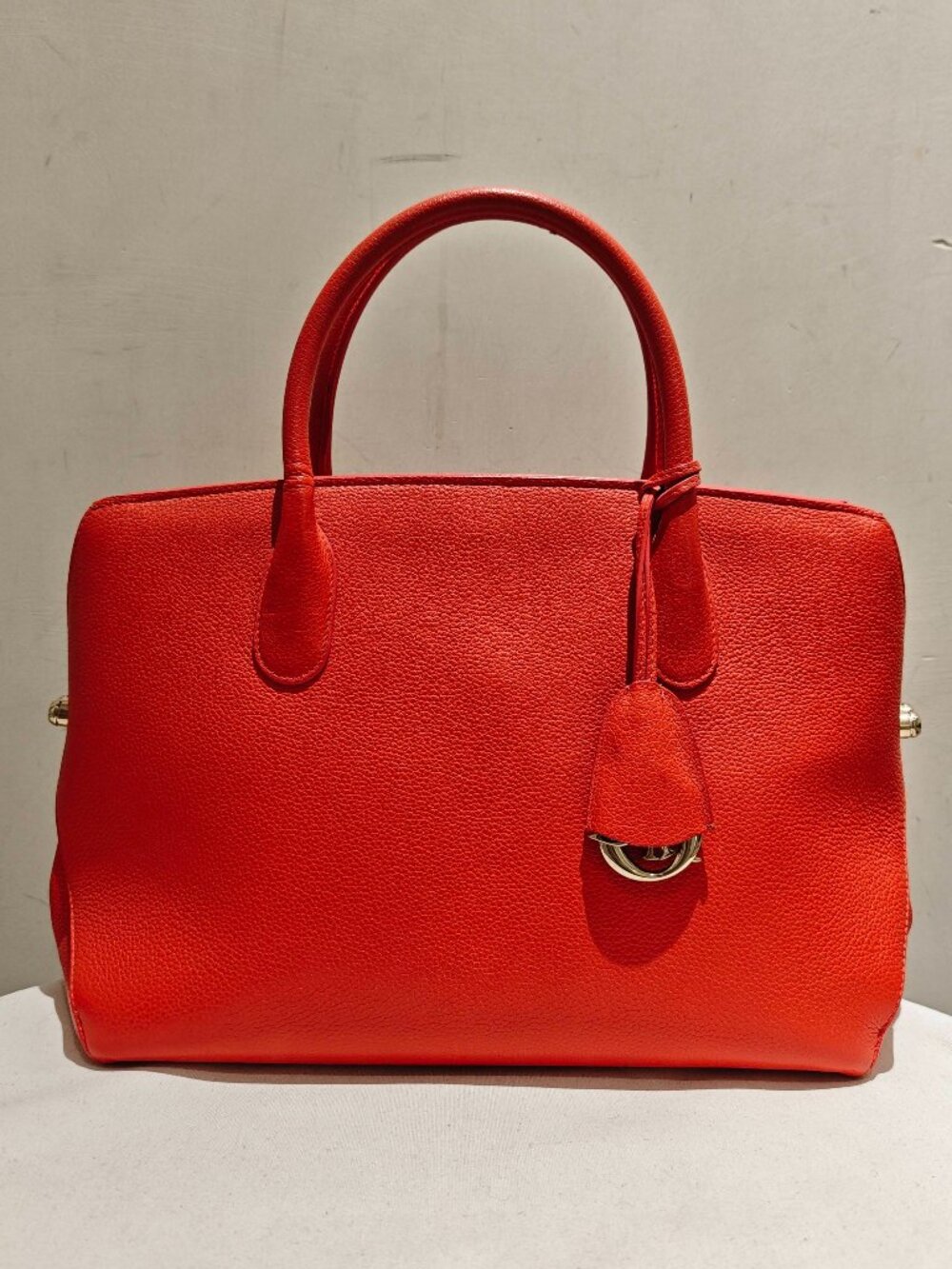 Dior Open Bar Orange Grain Calfskin Top Handle Tote Bag